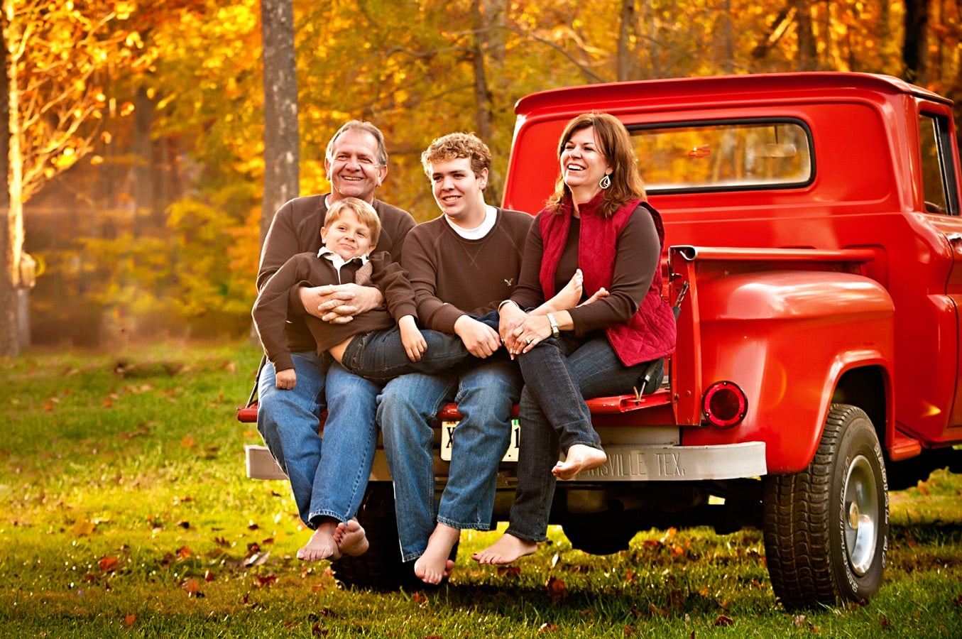 family portrait, truck, outdoor, natural light, Northern VA