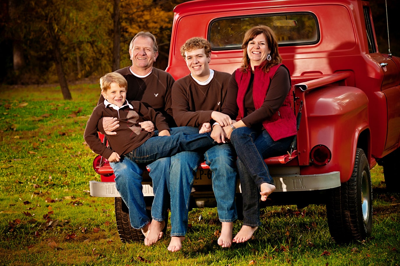 family portrait, outdoor, truck, natural light, Northern VA