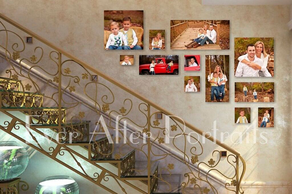 Family photographer staircase gallery