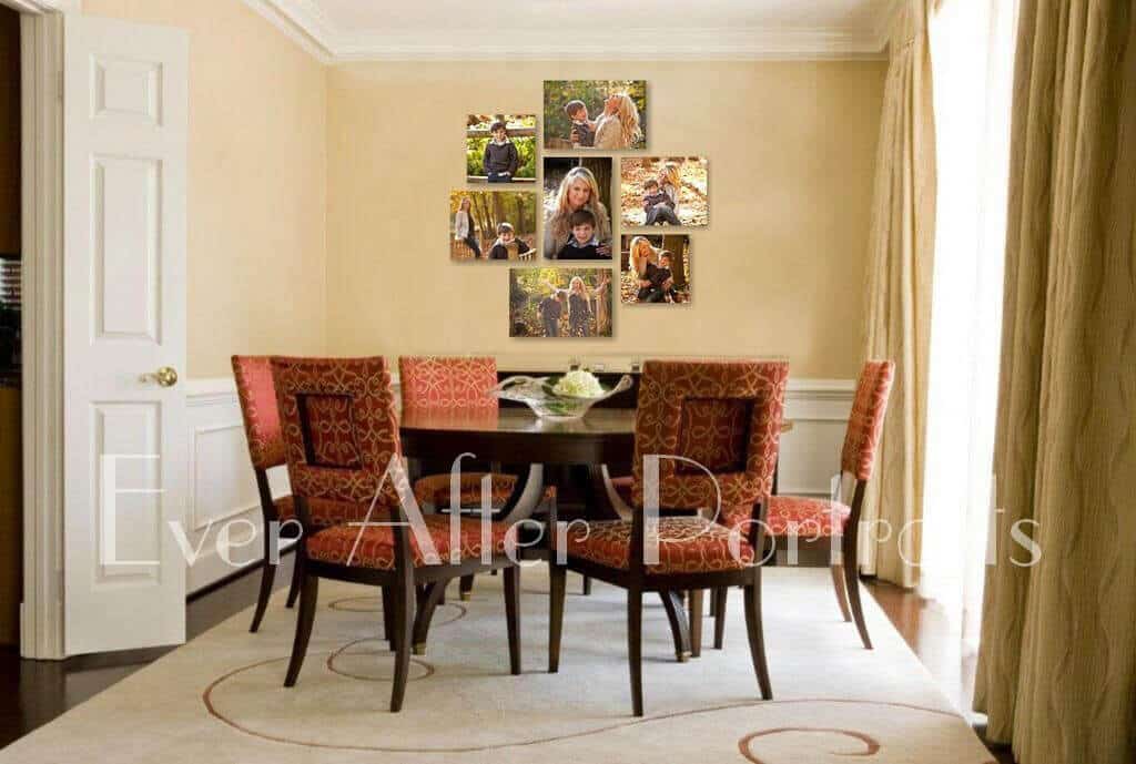 kids portraits dining room