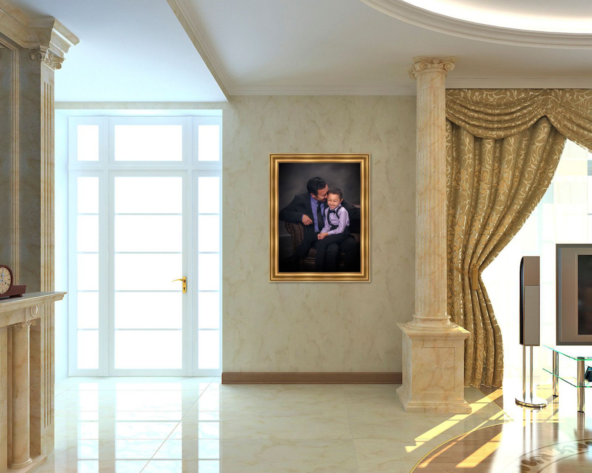FATHER SON FRAMED ON WALL 1